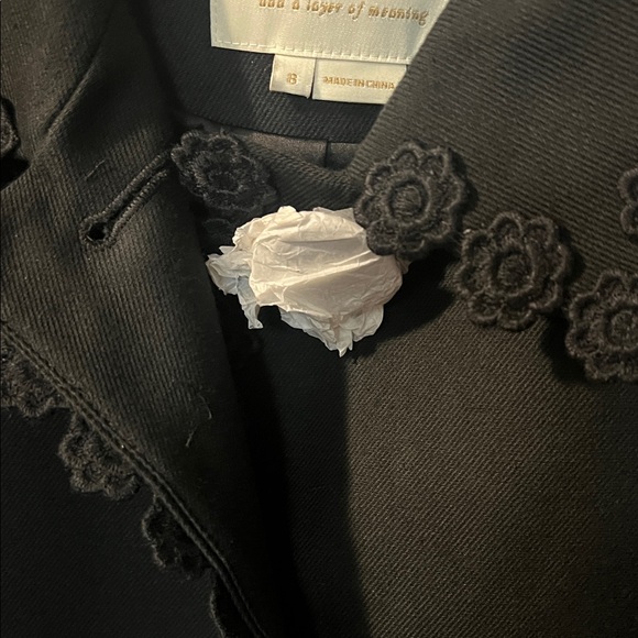 Kate Spade Floral Lace-Trim Coat | Black Wool-Cotton | Mid-Length | NWOT - Picture 2 of 11